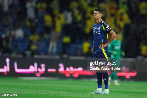 Cristiano Ronaldo of Al Nassr looks on during the Saudi Super Cup Final match between Al Nassr and Al Hilal at Prince Sultan bin Abdul Aziz Stadium...