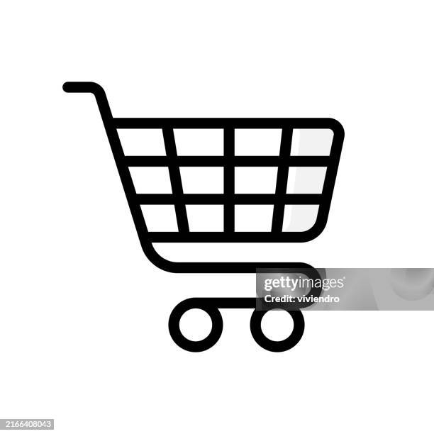 shopping cart line icon. editable stroke icon. - supermarket cart stock illustrations