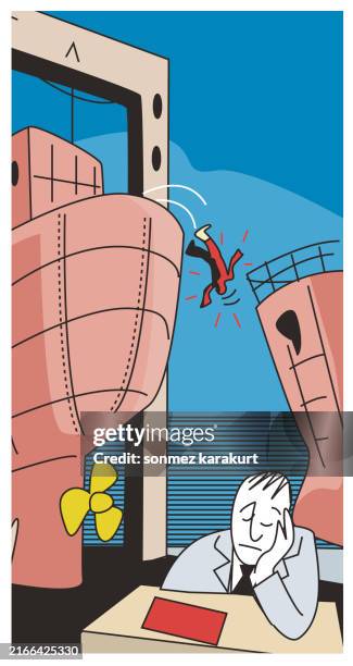 work accident at the shipyard - safe harbor stock illustrations