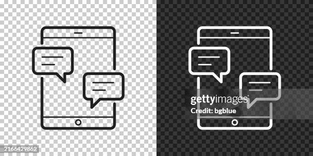 tablet pc with chat bubbles. icon for design on blank background - thought bubble transparent stock illustrations