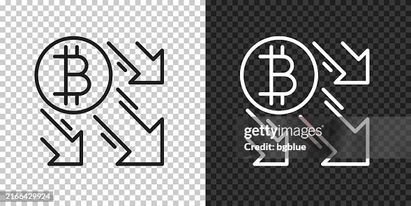 Bitcoin decrease. Icon for design on blank background Bitcoin decrease. Icon for design on blank background