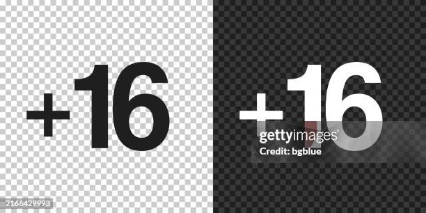 +16, plus sixteen. icon for design on blank background - 14 days to go stock illustrations