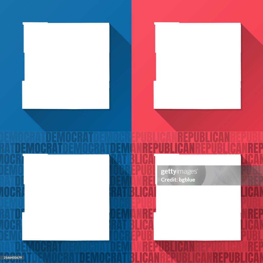 Natrona County, Wyoming. Maps on blue and red backgrounds