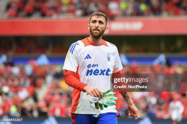 Matt Turner of Nottingham Forest is playing during the Premier League match between Nottingham Forest and Bournemouth at the City Ground in...