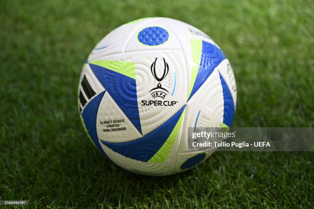 The UEFA Super Cup Adidas Official Match Ball is seen prior to the