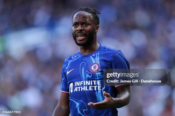 Raheem Sterling of Chelsea during the pre-season friendly between Chelsea and FC Internazionale at Stamford Bridge on August 11, 2024 in London,...