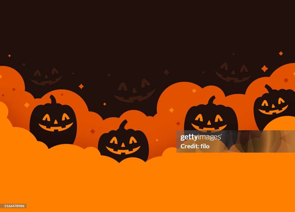 Halloween Pumpkin Jack-o-Lantern Autumn Fall Cloud Frame Background