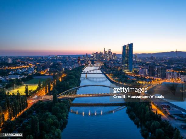 european central bank frankfurt - drone shot - european central bank stock pictures, royalty-free photos & images