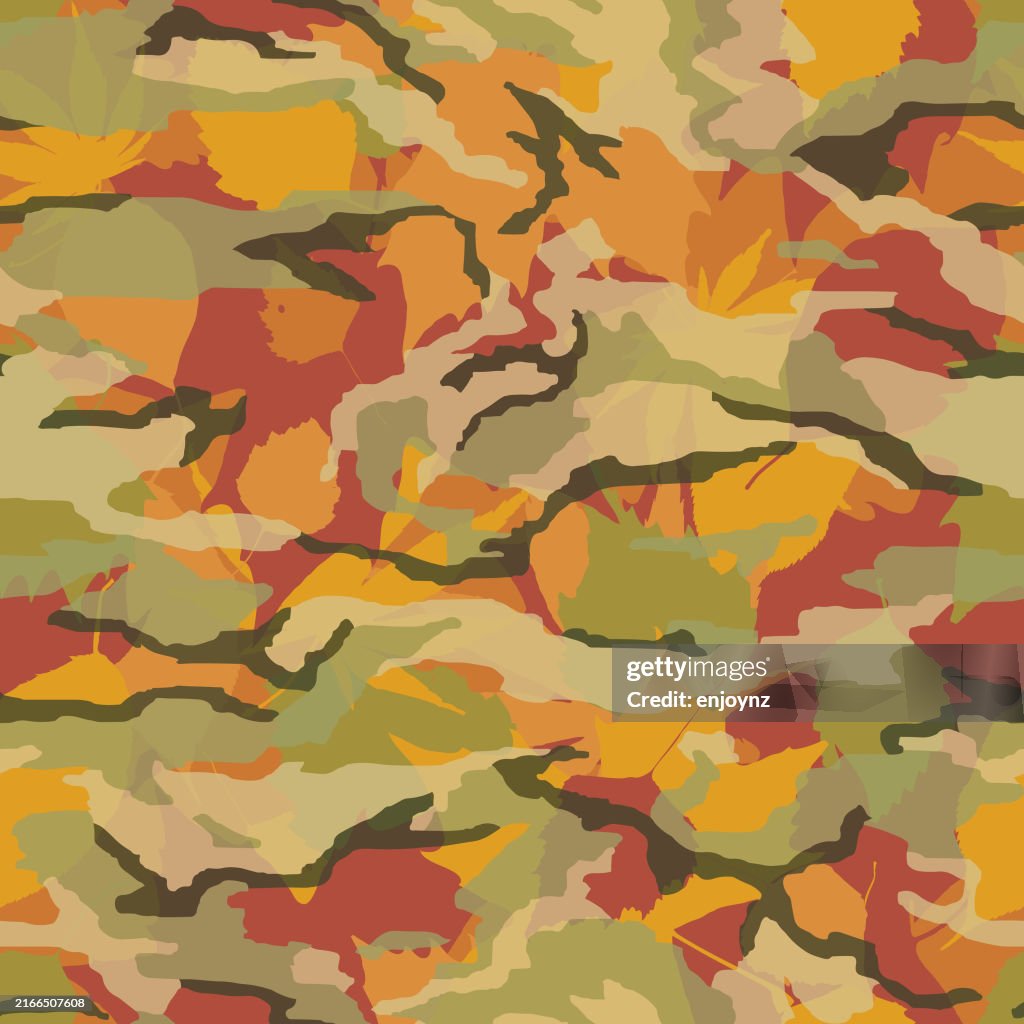 Seamless Fall Camouflage Pattern Wallpaper Background High-Res Vector ...