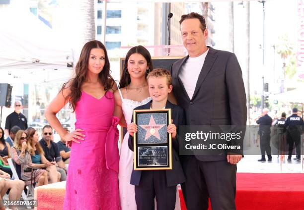 Kyla Weber, Locklyn Kyla Vaughn, Vernon Lindsay Vaughn and Vince Vaughn attend The Hollywood Walk of Fame star ceremony honoring Vince Vaughn on...
