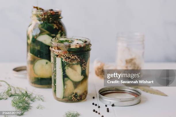 diy pickles featuring dandelion organic delivery in bellingham, wa - cetriolino foto e immagini stock
