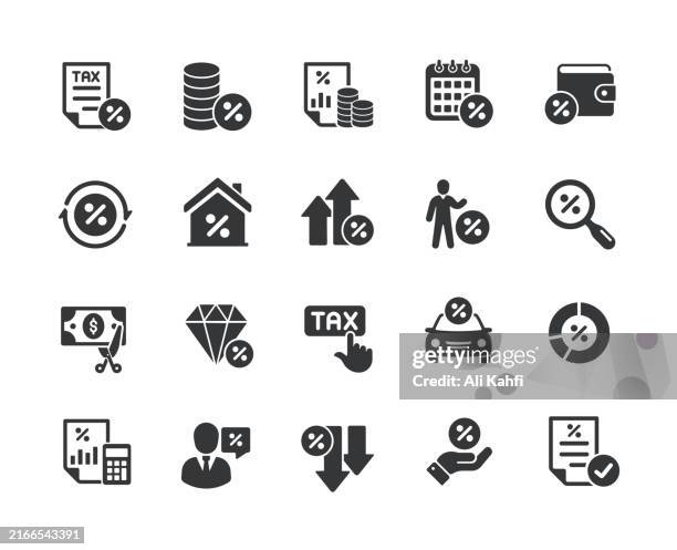 taxes solid icons. containing finance, financial loan, paying solid icons collection. vector illustration. for website design, logo, app, template, ui, etc. - returning wallet stock illustrations