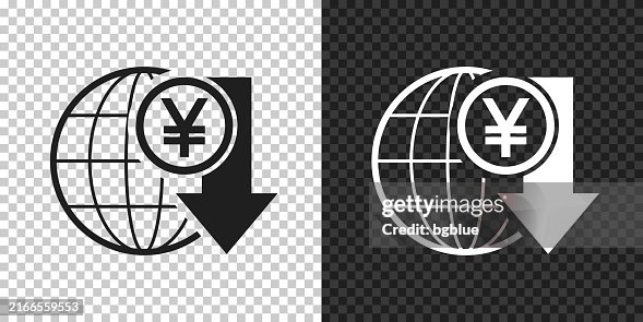 Yen rate decrease. Icon for design on blank background Yen rate decrease. Icon for design on blank background