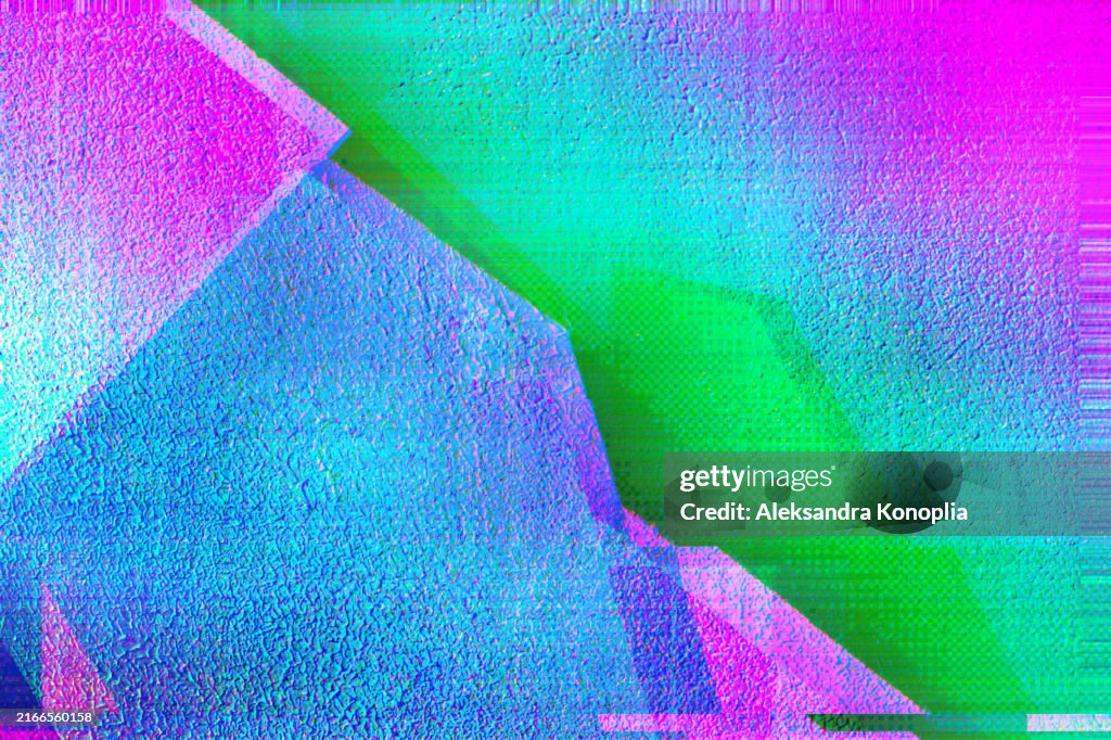 Abstract Digital Motion Glitch background with Vibrant Pink, Blue, and Green Color Distortions