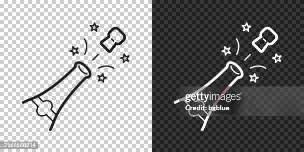 champagne explosion. icon for design on blank background - champagne cork stock illustrations