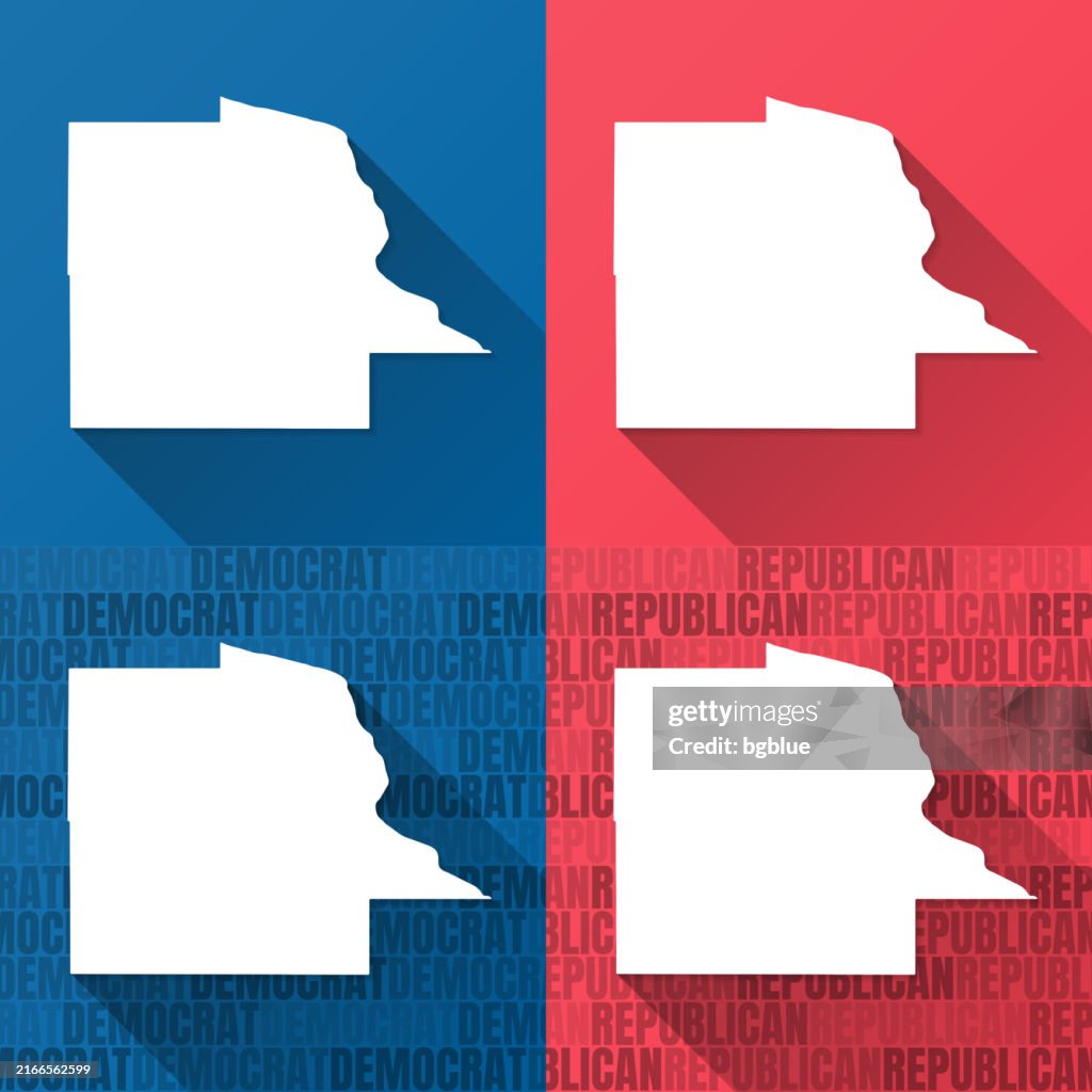 Dubuque County, Iowa. Maps on blue and red backgrounds