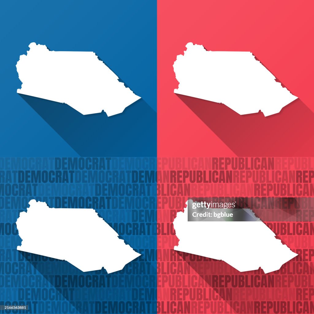 Marion County, West Virginia. Maps on blue and red backgrounds