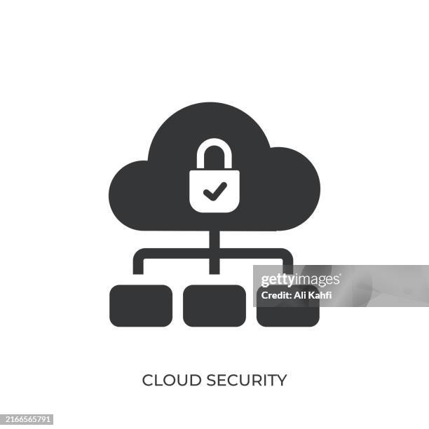 cloud security glyph solid icon. solid icon that can be applied anywhere, simple, pixel perfect and modern style - cloud security stock illustrations