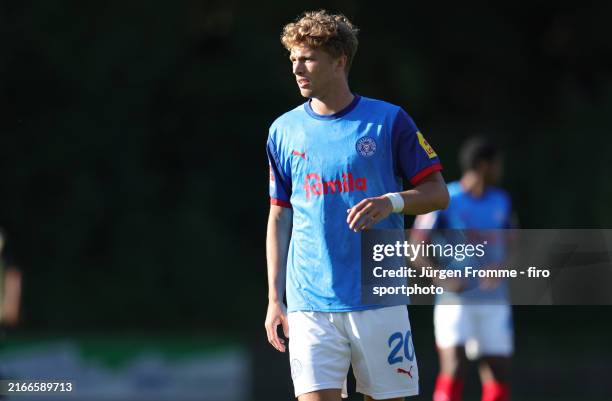 Kiel IN HOLSTEIN, GERMANY Fiete Arp of Holstein Kiel gestures during the Pre-Season Friendly match between Holstein Kiel v AS Saint-Etienne on August...