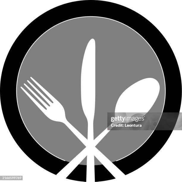 cutlery icon - fork spoon stock illustrations
