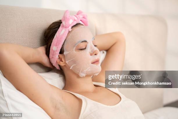 spa day. - cloth face mask stock pictures, royalty-free photos & images