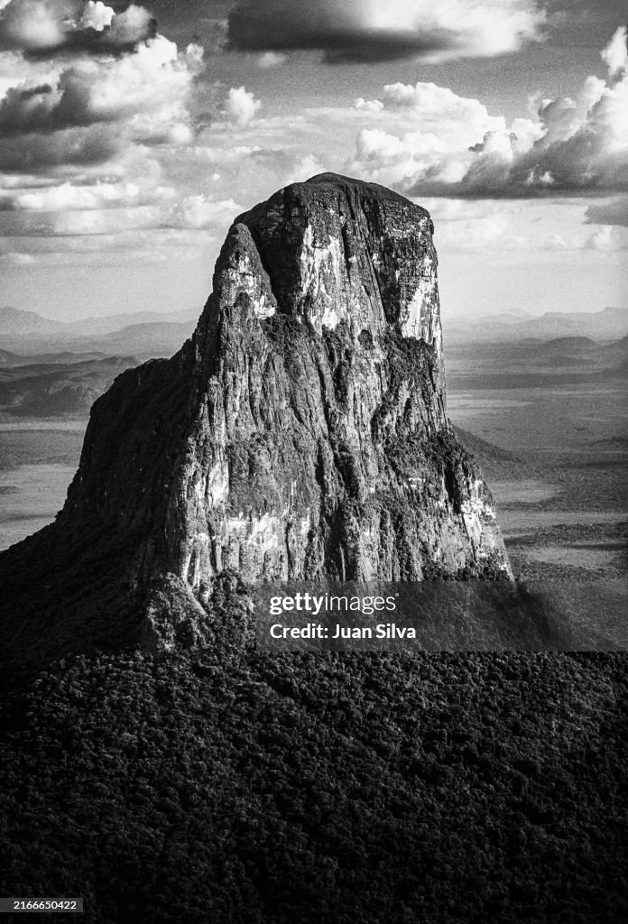 Aerial view of the Cerro Autana, in the Amazonas State rain forest, Venezuela