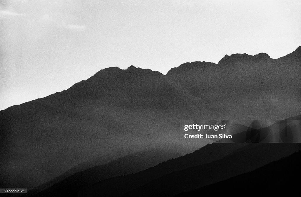 Bolivar peak in silhouette at sunrise, Sierra Nevada National Park, Merida State, Venezuela