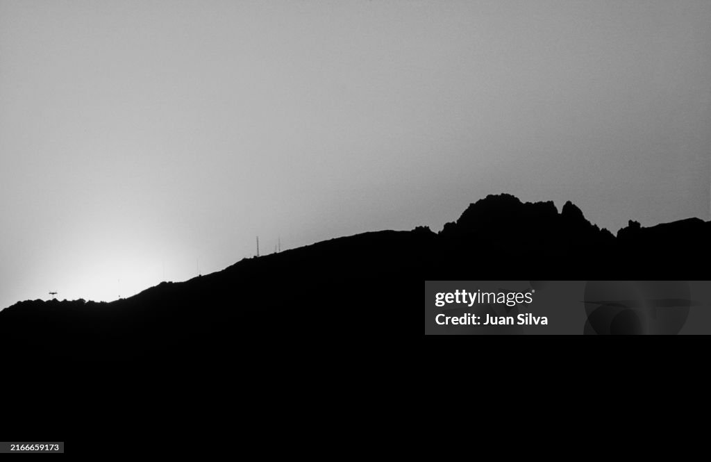 Bolivar peak in silhouette at sunrise, Sierra Nevada National Park, Merida State, Venezuela