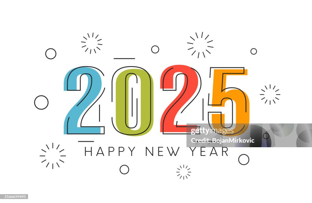 2025 affiche abstraite de bonne année, arrière-plan. Vecteur