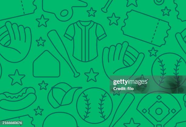seamless tileable baseball or softball icons and symbols background - baseball ball stock illustrations