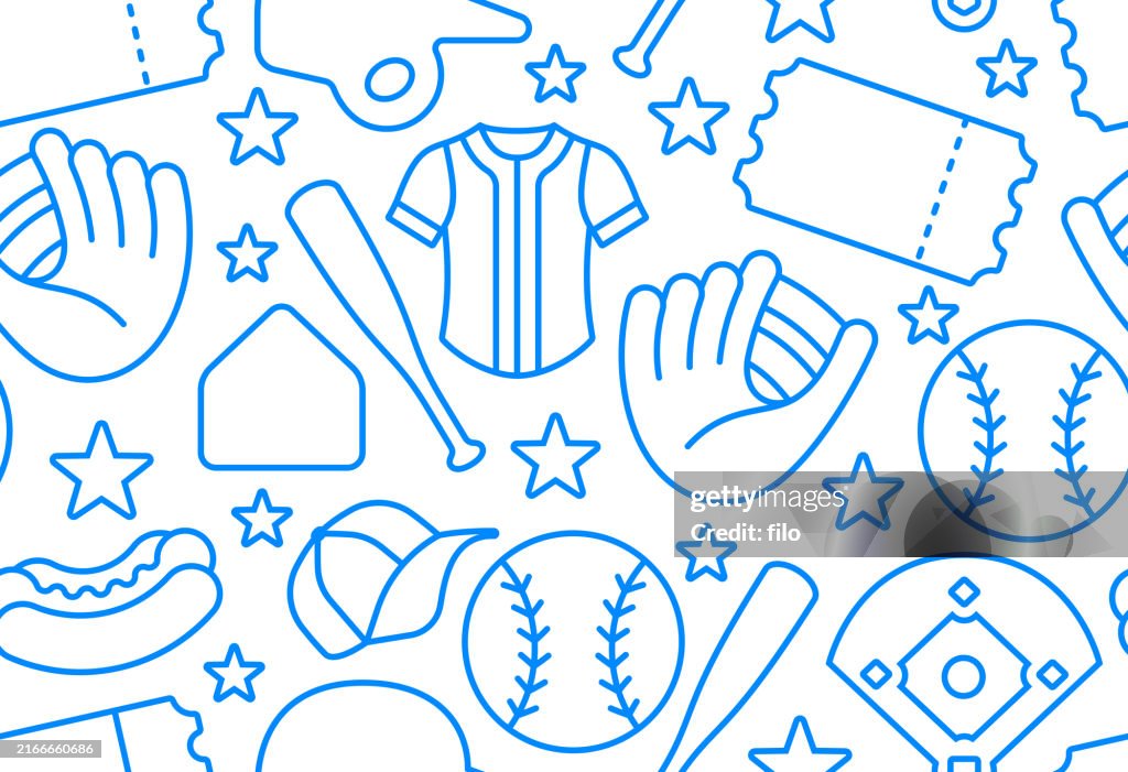 Fondo de iconos y símbolos de béisbol o softbol sin costuras
