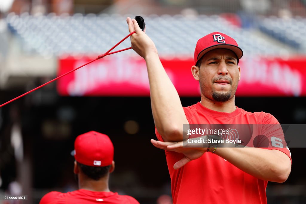 Orlando Ribalta Orlando Ribalta of the Washington Nationals warms up prior to the ...