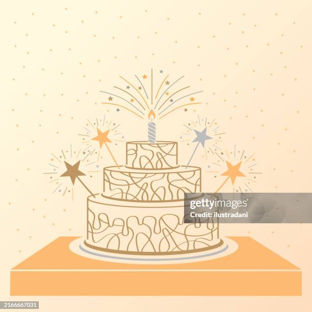 celebration elegant cake - birthday card stock illustrations