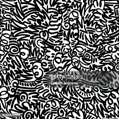 Seamless abstract black marker pen street art scribbles background Seamless abstract black marker pen street art scribbles background