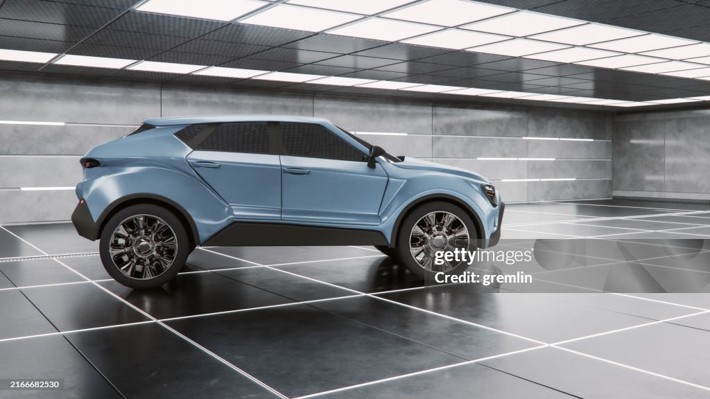 Modern SUV parked in underground garage