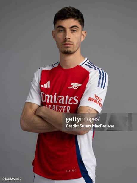 Kai Havertz of Arsenal at Sobha Realty Training Centre on August 13, 2024 in London Colney, England.