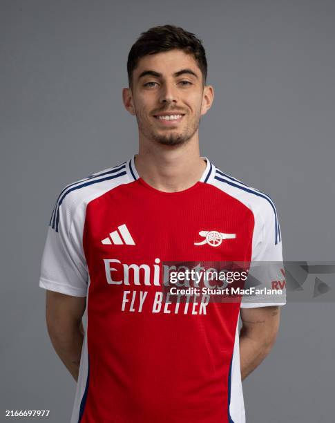 Kai Havertz of Arsenal at Sobha Realty Training Centre on August 13, 2024 in London Colney, England.