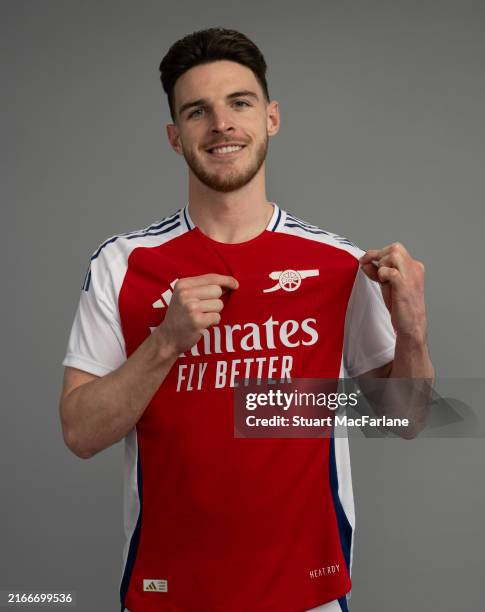 Declan Rice of Arsenal at Sobha Realty Training Centre on August 13, 2024 in London Colney, England.