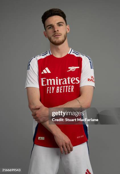 Declan Rice of Arsenal at Sobha Realty Training Centre on August 13, 2024 in London Colney, England.