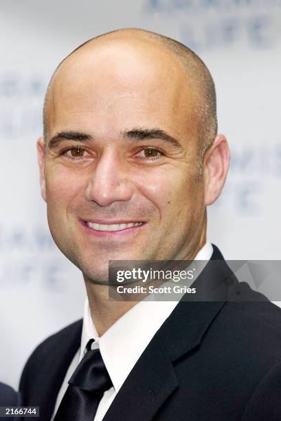 Tennis player Andre Agassi attends a party to launch the new men's fragrance "Aramis Life" at Christie's July 16, 2003 in New York City.