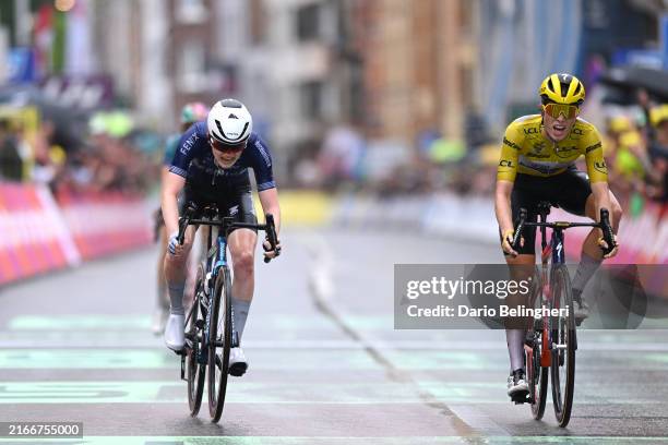 Stage winner Puck Pieterse of The Netherlands and Team Fenix-Deceuninck and Demi Vollering of The Netherlands and Team SD Worx - Protime - Yellow...