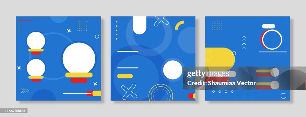 Simple business webinar social media stories post template with geometric circle frame on blue background