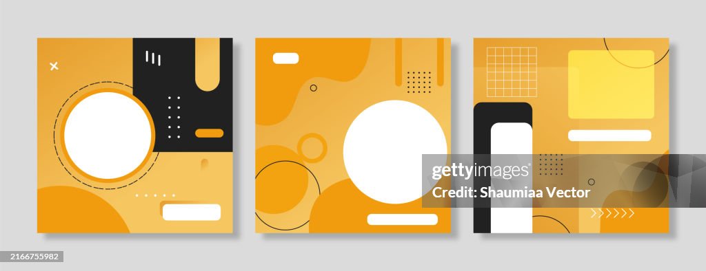 Simple business webinar social media stories post template with geometric circle frame on yellow background