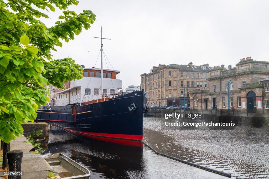 Boat and architecture in Leith, Scotland