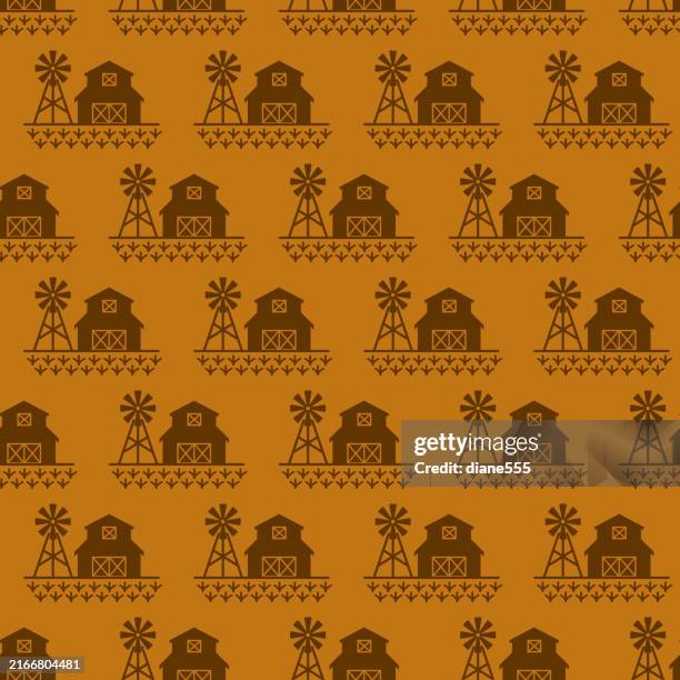 barns icons seamless background pattern - country background stock illustrations