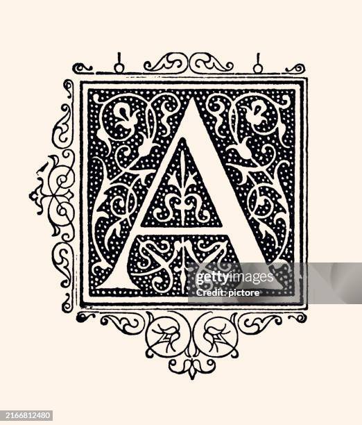letter a : design element from 19th century - letter a stock illustrations