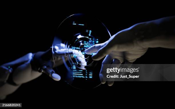 inteligencia artificial aprendizaje automático tecnología de modelos de lenguaje grandes - humano-robot fotografías e imágenes de stock