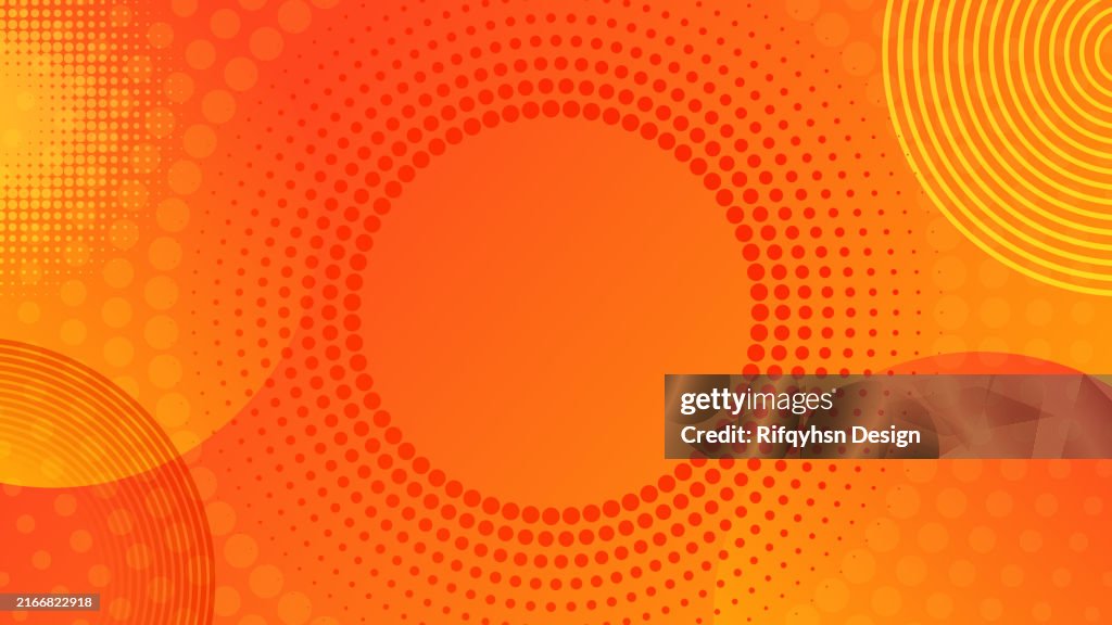 Abstract orange and red gradient geometric shape circle background. Modern futuristic background. Can be use for landing page, book covers, brochures, flyers, magazines, any brandings, banners, headers, presentations, and wallpaper backgrounds