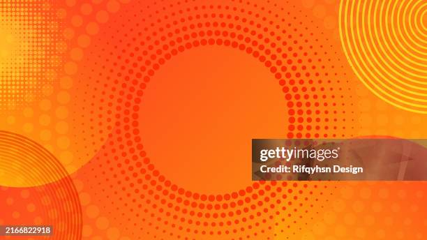 abstract orange and red gradient geometric shape circle background. modern futuristic background. can be use for landing page, book covers, brochures, flyers, magazines, any brandings, banners, headers, presentations, and wallpaper backgrounds - orange dots background stock illustrations