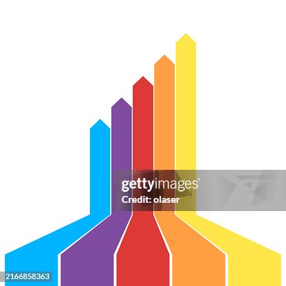 3D bar graph showing progress, on wall 3D bar graph showing progress, on wall